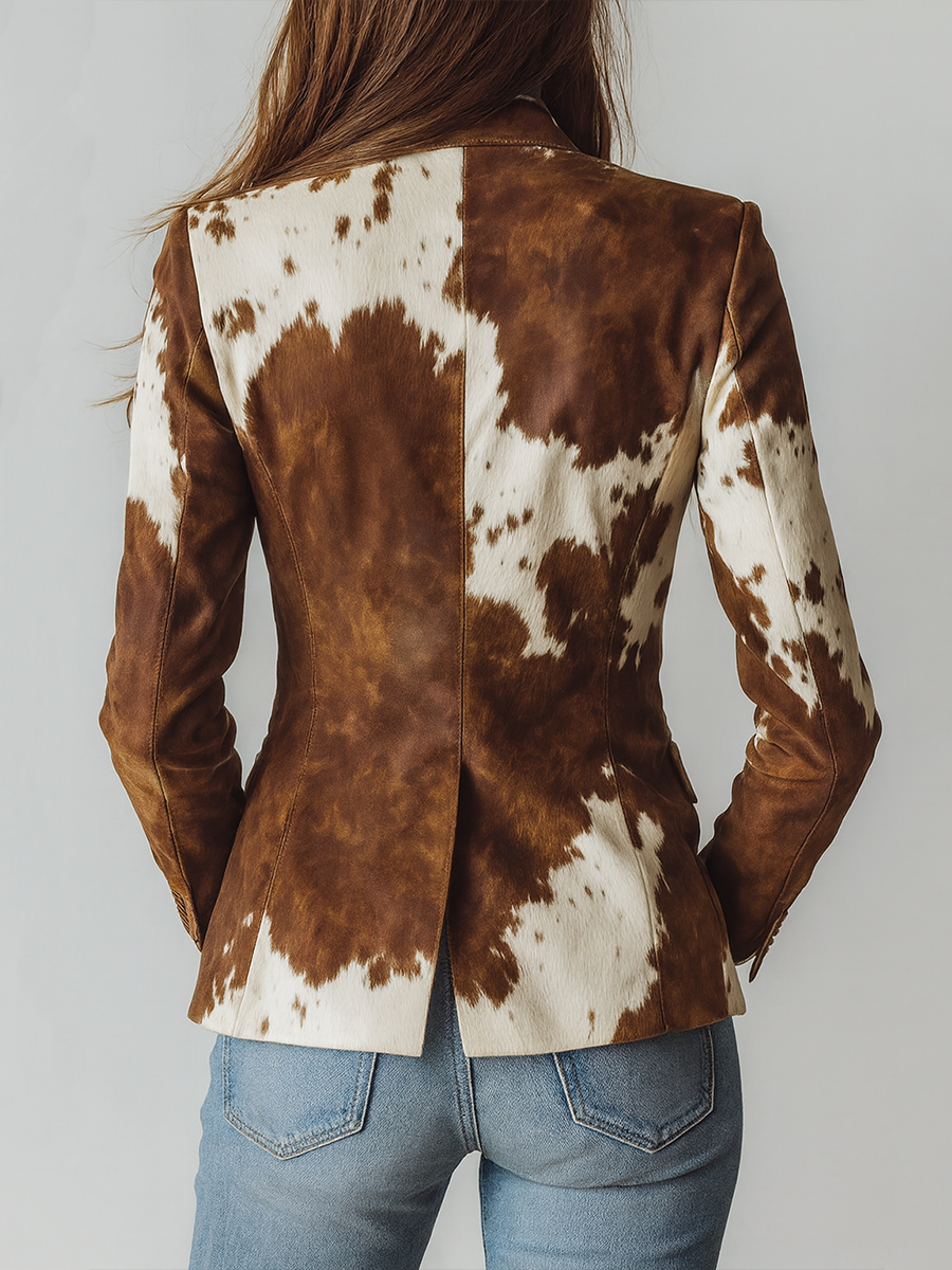Agathe | Vintage Blazer w Wzór Krowy Ekologiczny