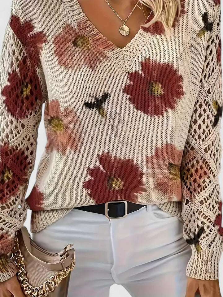 Rowan | Sweter z Kwiatowym Wzorem
