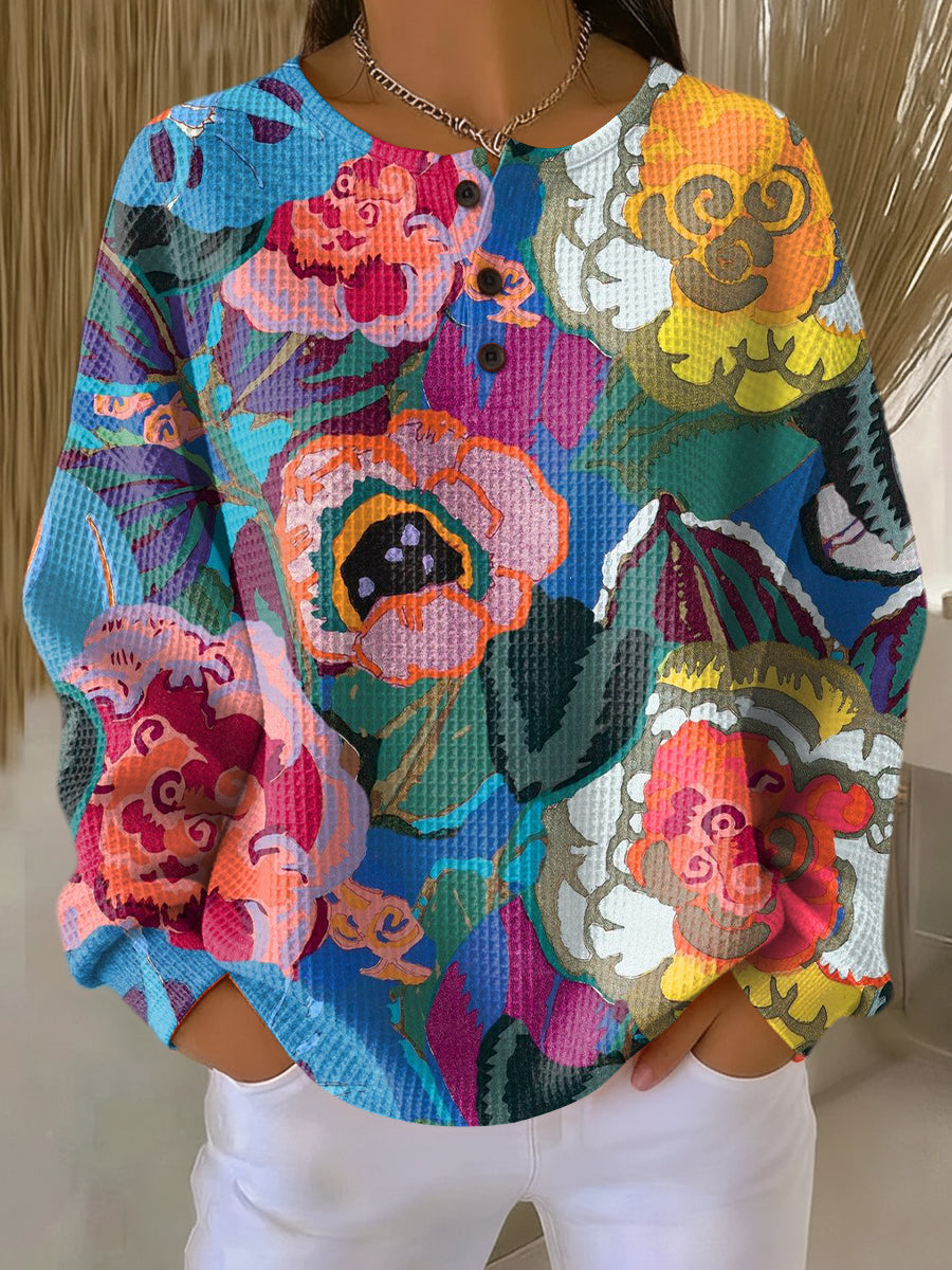 Ines | Artystyczny Sweter Kwiatowy