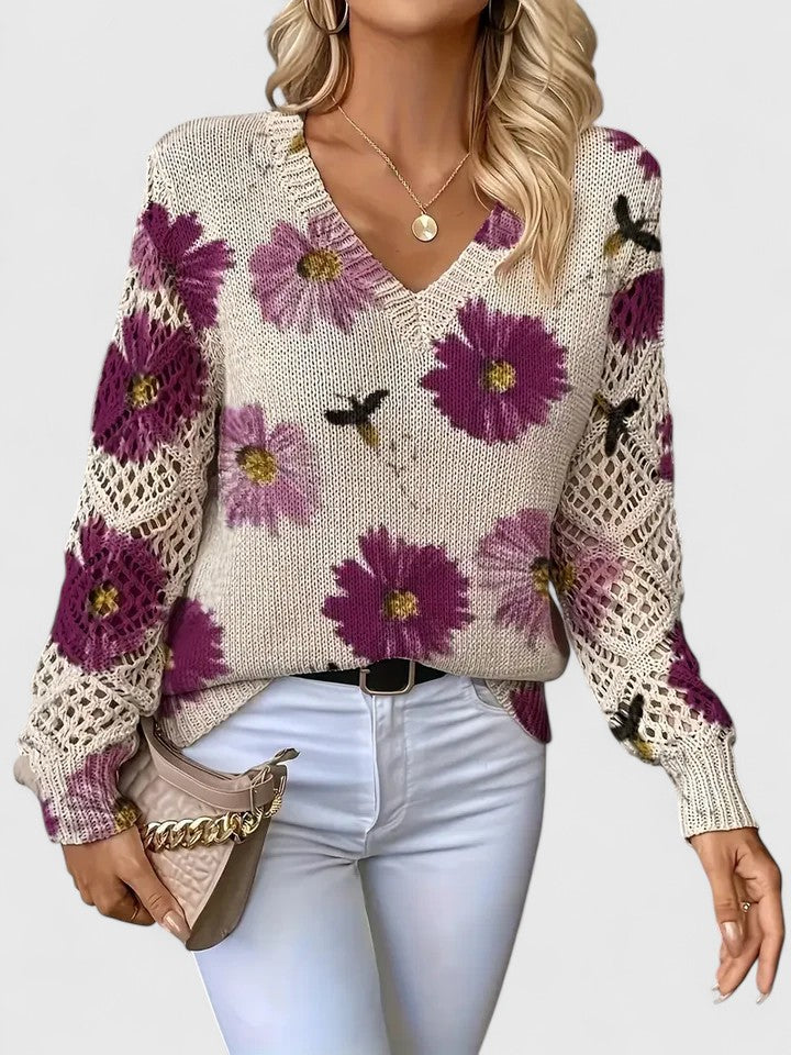 Rowan | Sweter z Kwiatowym Wzorem