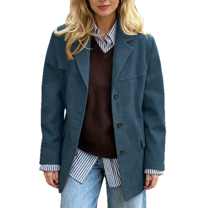 Kurtka damska retro z kieszeniami - Szeroka i elegancka