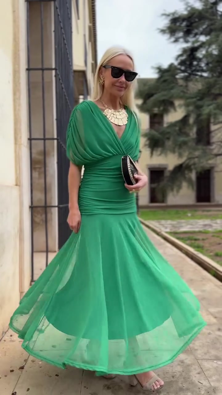 Sienna - Elegancka Zielona Sukienka