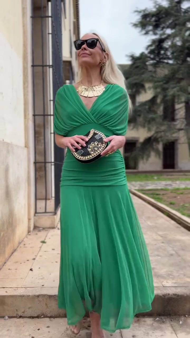 Sienna - Elegancka Zielona Sukienka