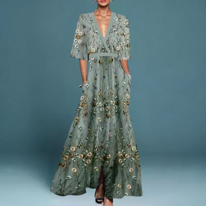 Sophia | Elegancka Sukienka Wieczorowa z Kwiatowym Wzorem