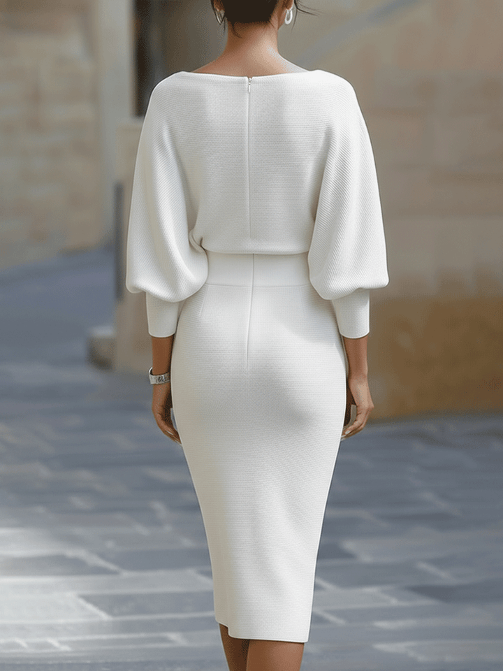 Magdalena | Elegancka Sukienka Midi z Drapowaniem