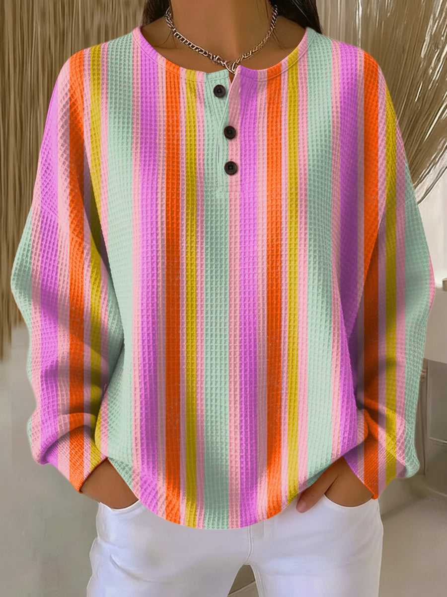 Colette | Teksturowany top Henley w paski
