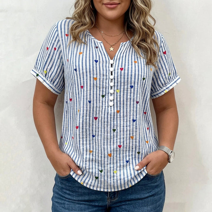 Olivia | Pasiasta Bluzka z Wzorem Serca