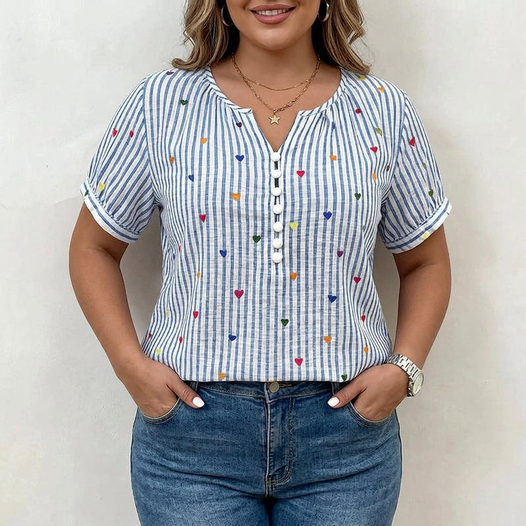 Olivia | Pasiasta Bluzka z Wzorem Serca