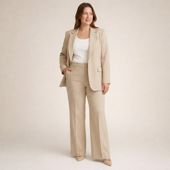 Vanessa | Elegancki zestaw garniturowy z rozszerzanymi spodniami