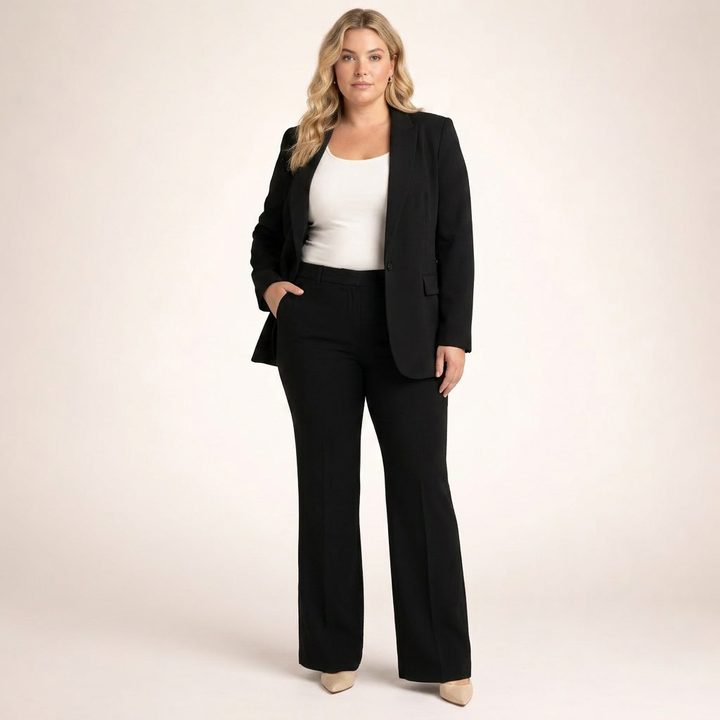Vanessa | Elegancki zestaw garniturowy z rozszerzanymi spodniami