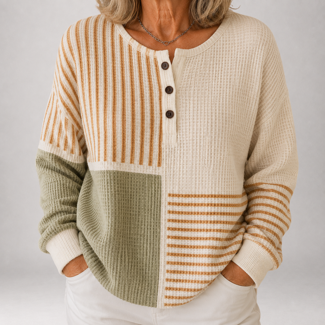 Lenore™ | Kolorowy Waffle Henley