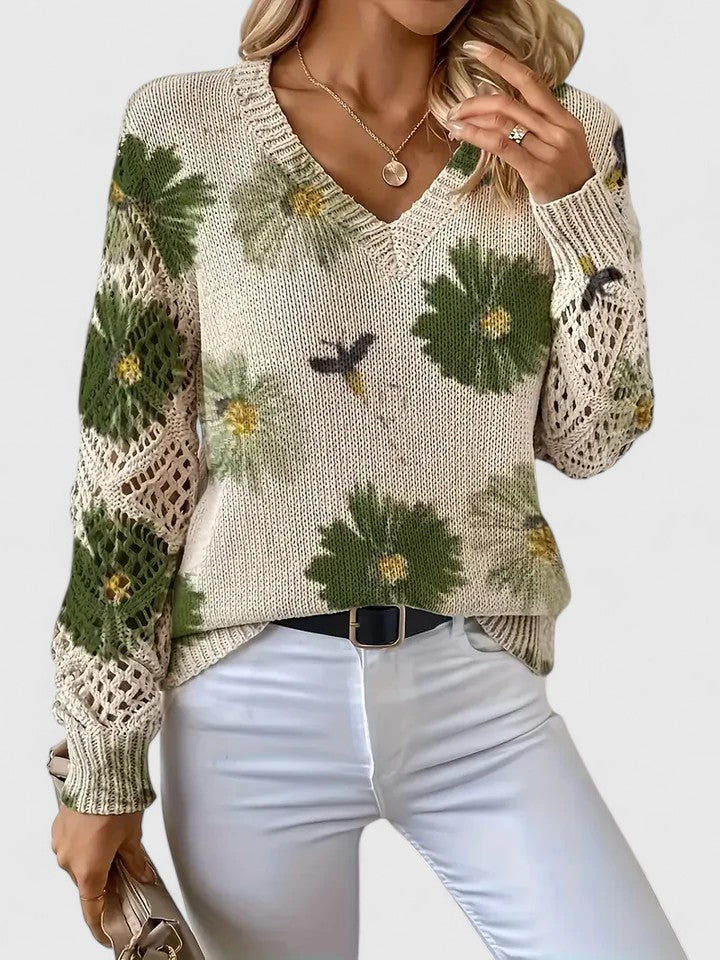Rowan | Sweter z Kwiatowym Wzorem