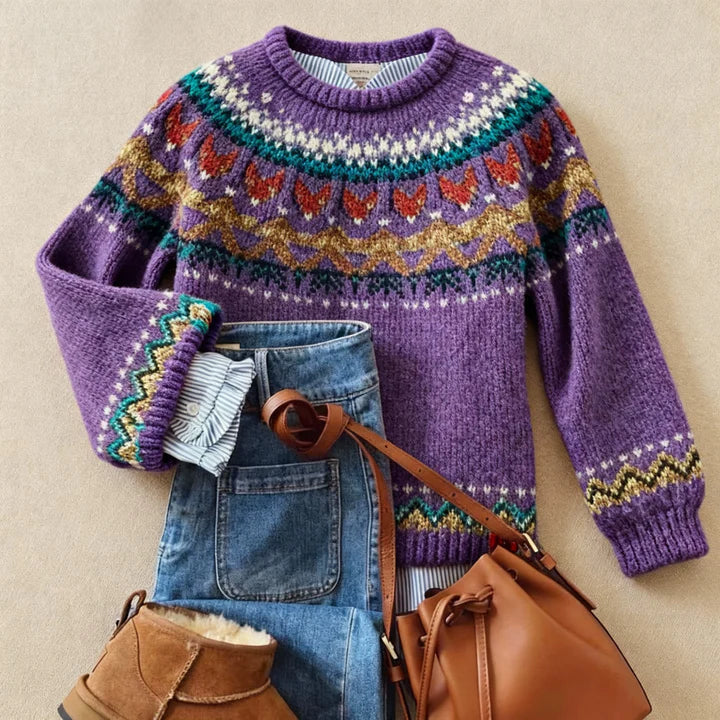 Solva™ | Klasyczny Vintage Sweter Robiony na Drutach