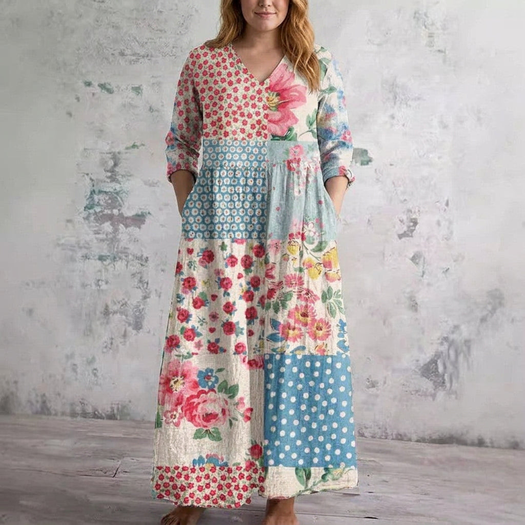 Rosalie | Sukienka Maxi w Kwiatowy Patchwork