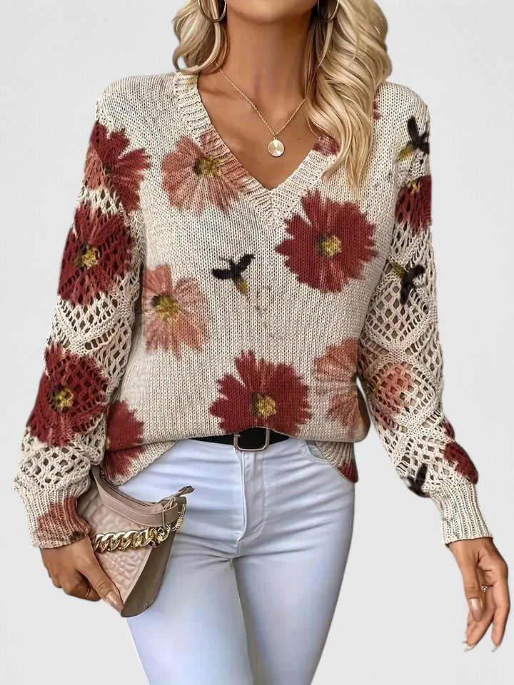 Rowan | Sweter z Kwiatowym Wzorem