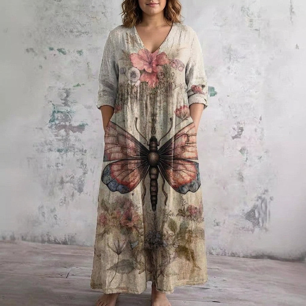 Seraphina | Sukienka Maxi Kwiat Motyla
