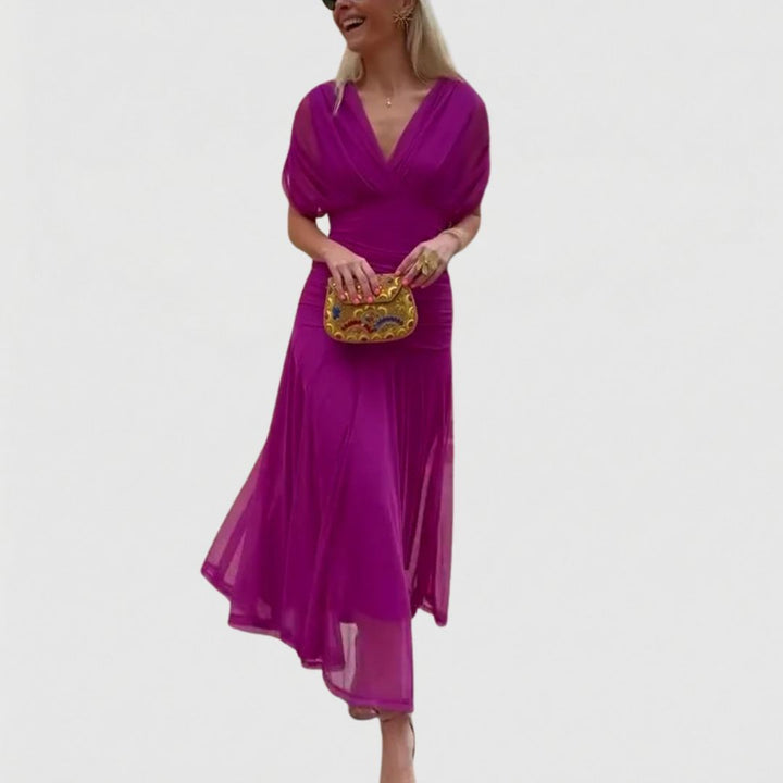 Fiona - Elegancka Sukienka Fuksjowa