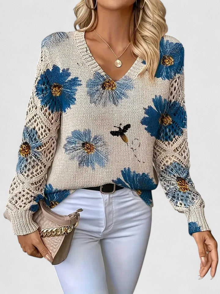 Rowan | Sweter z Kwiatowym Wzorem