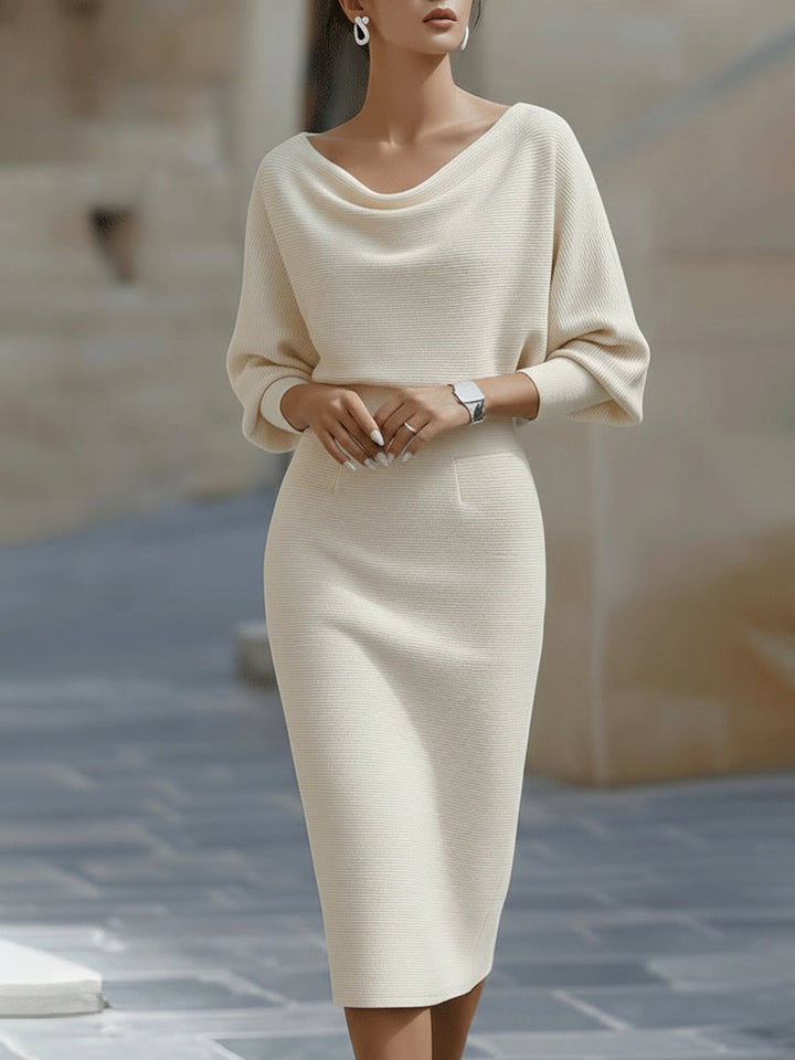 Magdalena | Elegancka Sukienka Midi z Drapowaniem