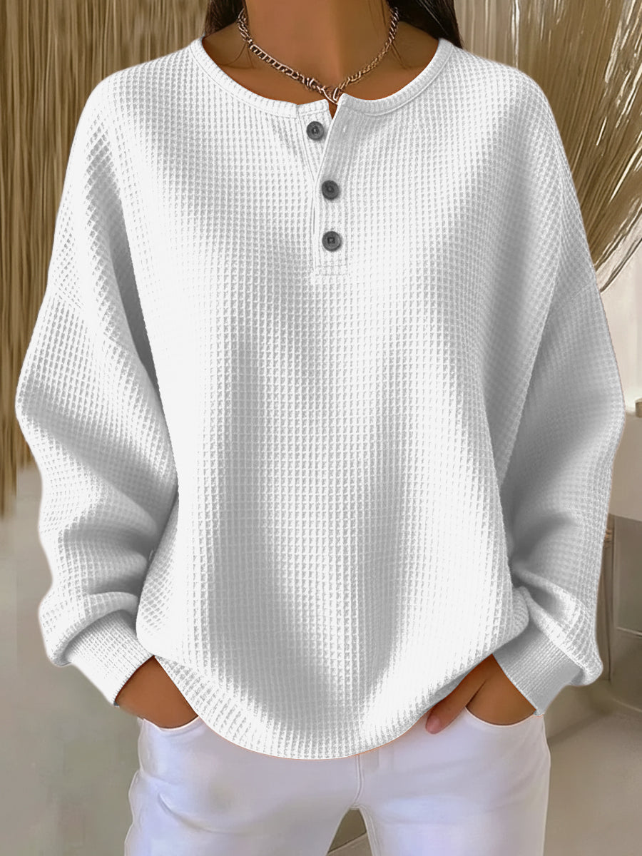 Milagros | Sweter Henley z Wypukłym Wzorem