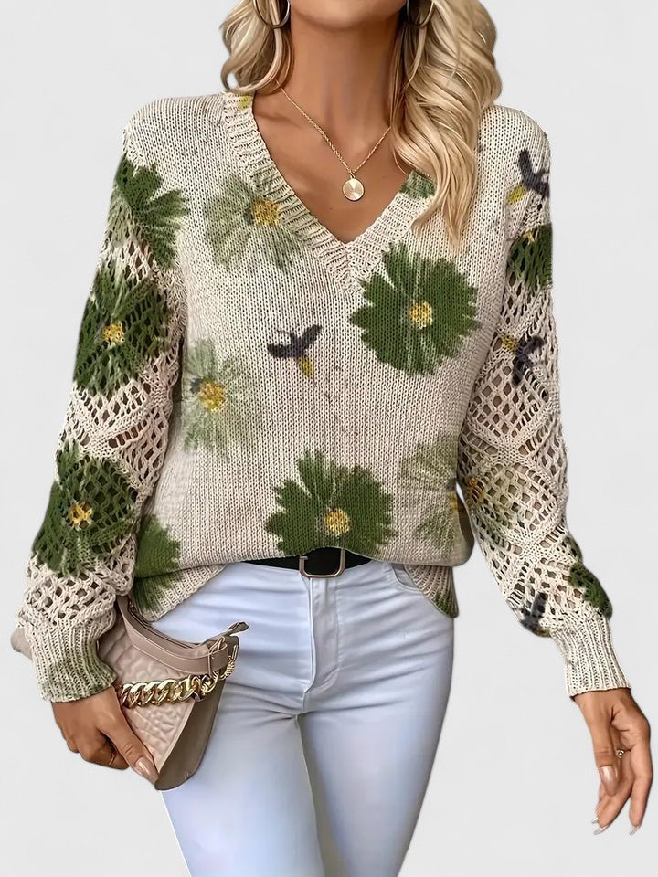 Rowan | Sweter z Kwiatowym Wzorem