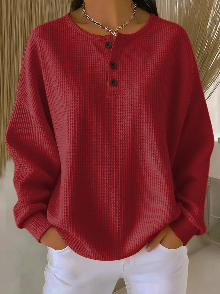Milagros | Sweter Henley z Wypukłym Wzorem