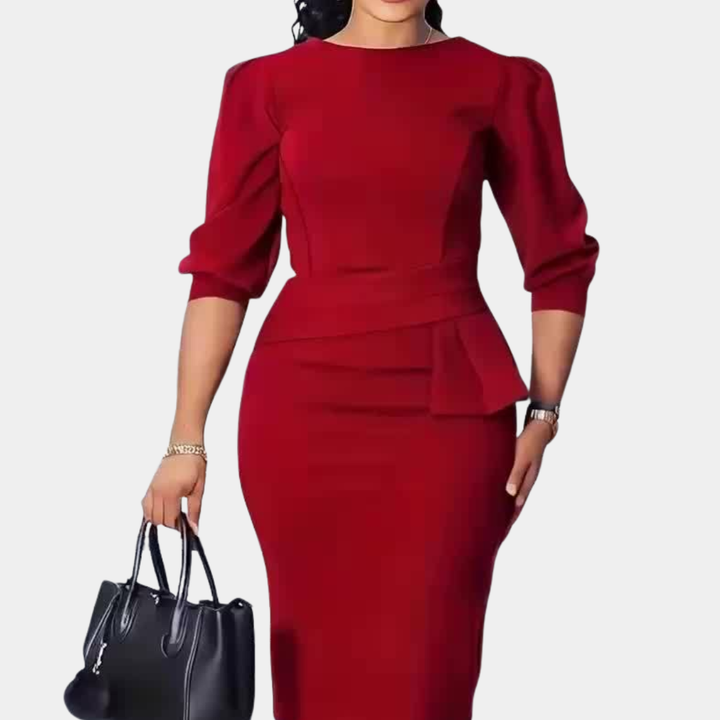 Claudine Bloom | Elegancka Sukienka Midi z Falbanką