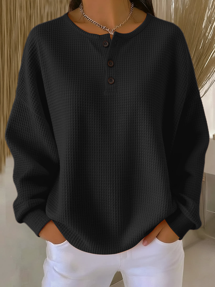 Milagros | Sweter Henley z Wypukłym Wzorem