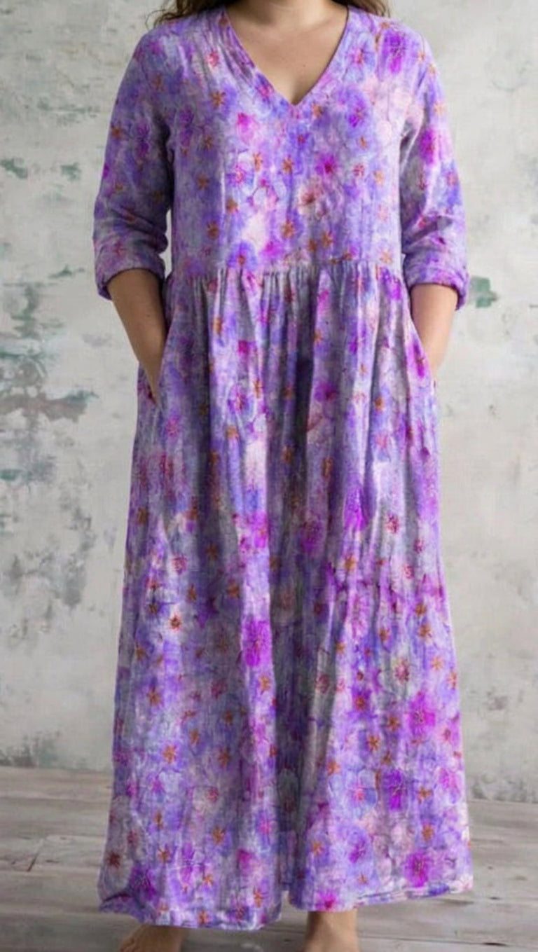 Lilavelle | Sukienka Maxi w Kwiaty Lawendy