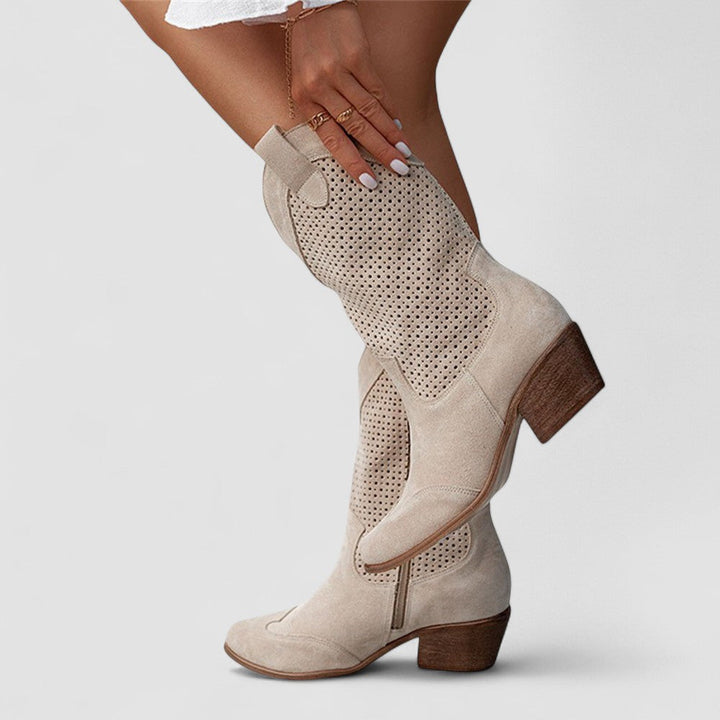Quinn | Perforowane Botki Western