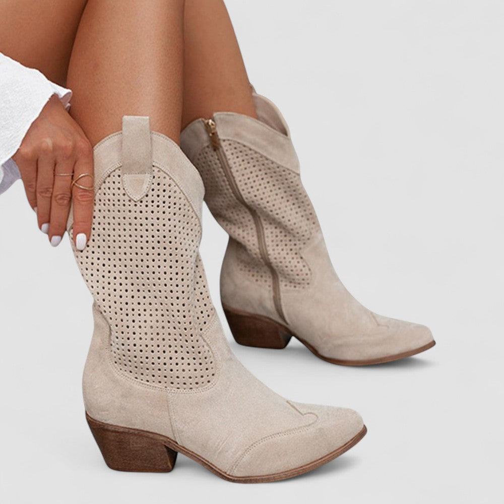 Quinn | Perforowane Botki Western