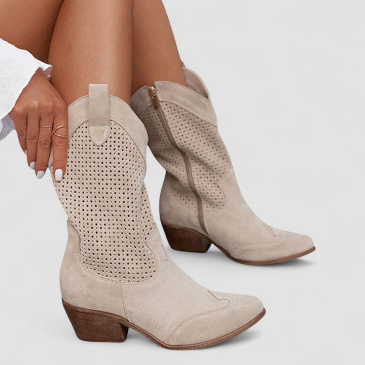 Quinn | Perforowane Botki Western