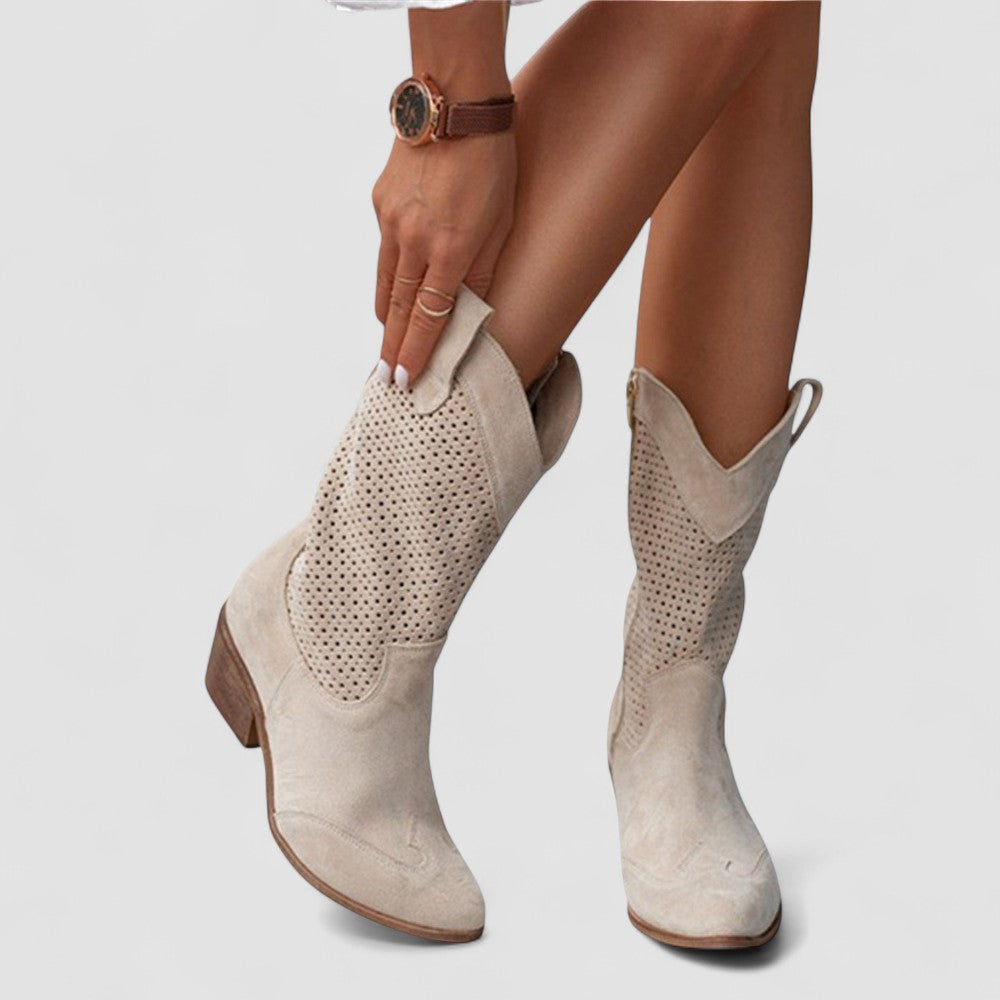 Quinn | Perforowane Botki Western