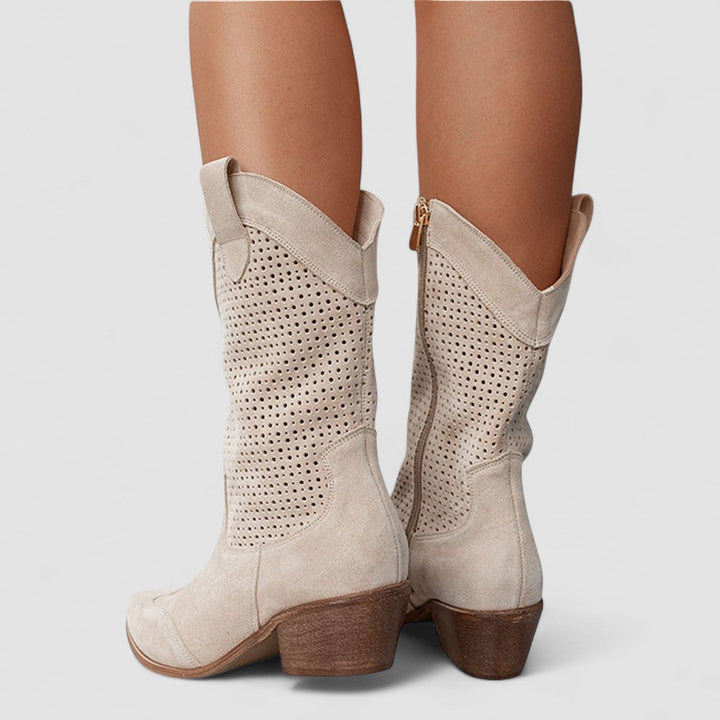 Quinn | Perforowane Botki Western