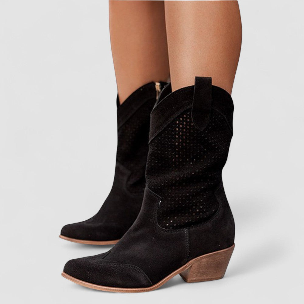 Quinn | Perforowane Botki Western