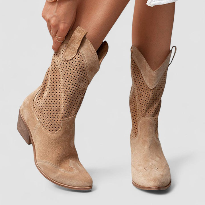 Quinn | Perforowane Botki Western