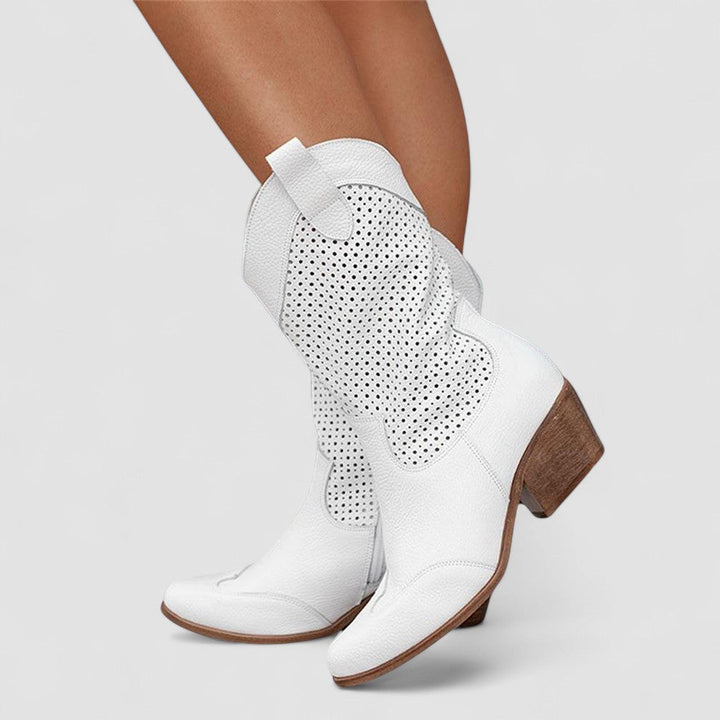 Quinn | Perforowane Botki Western