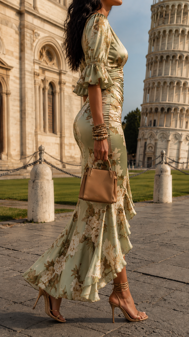 Bellis – Elegancka Sukienka Maxi w Kwiaty Pisa