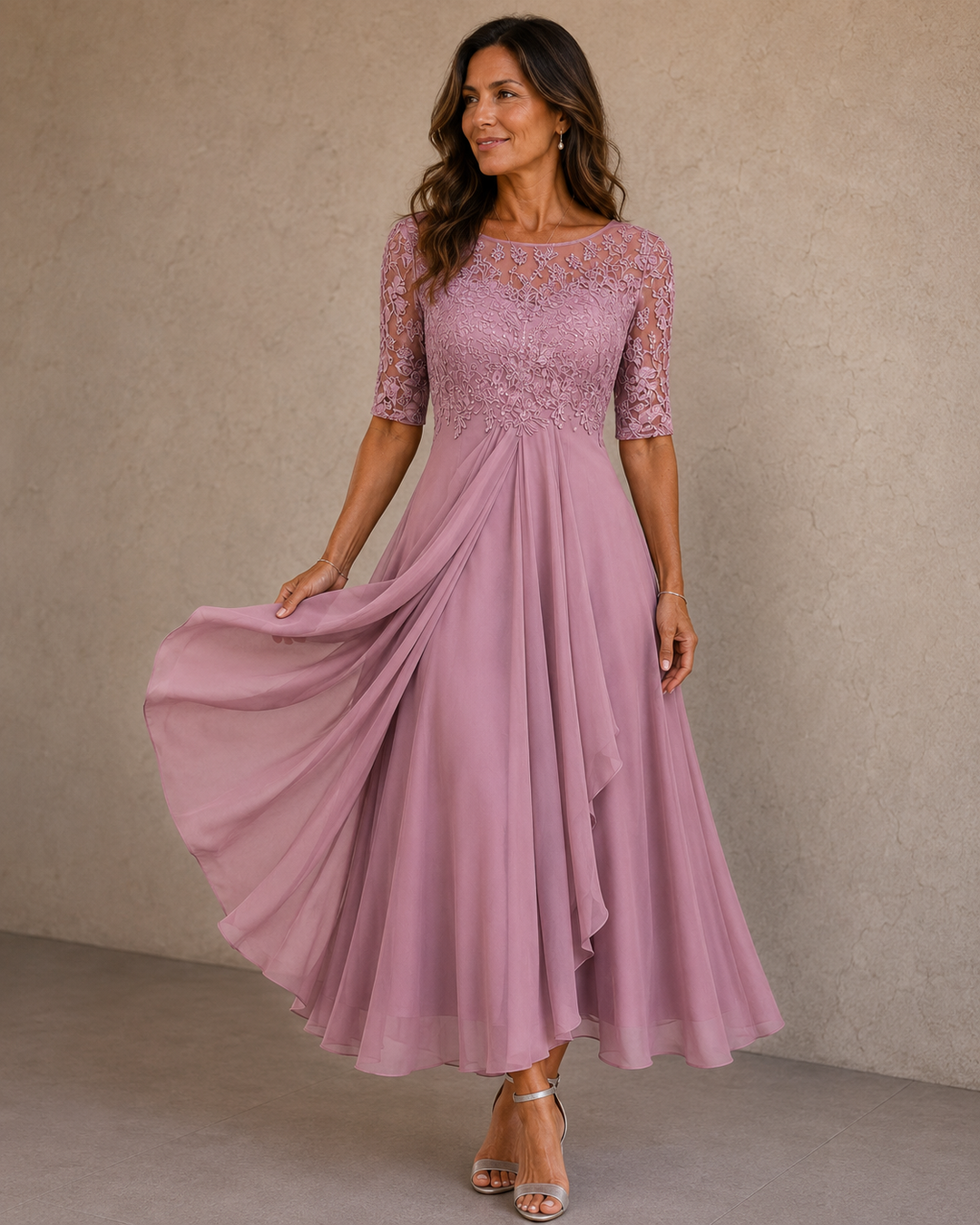 Abella™ | Sukienka Koronkowa i Chiffonowa