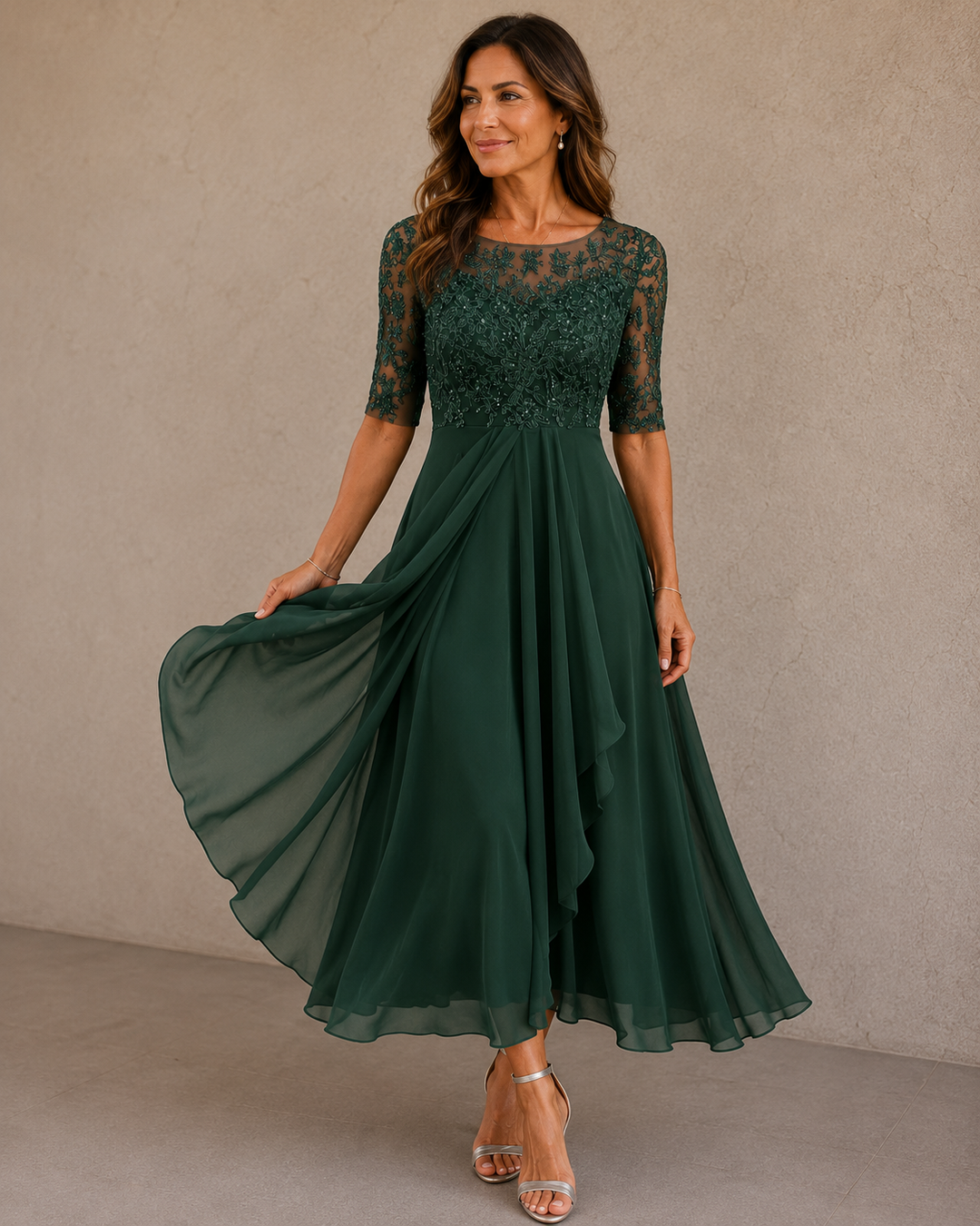 Abella™ | Sukienka Koronkowa i Chiffonowa