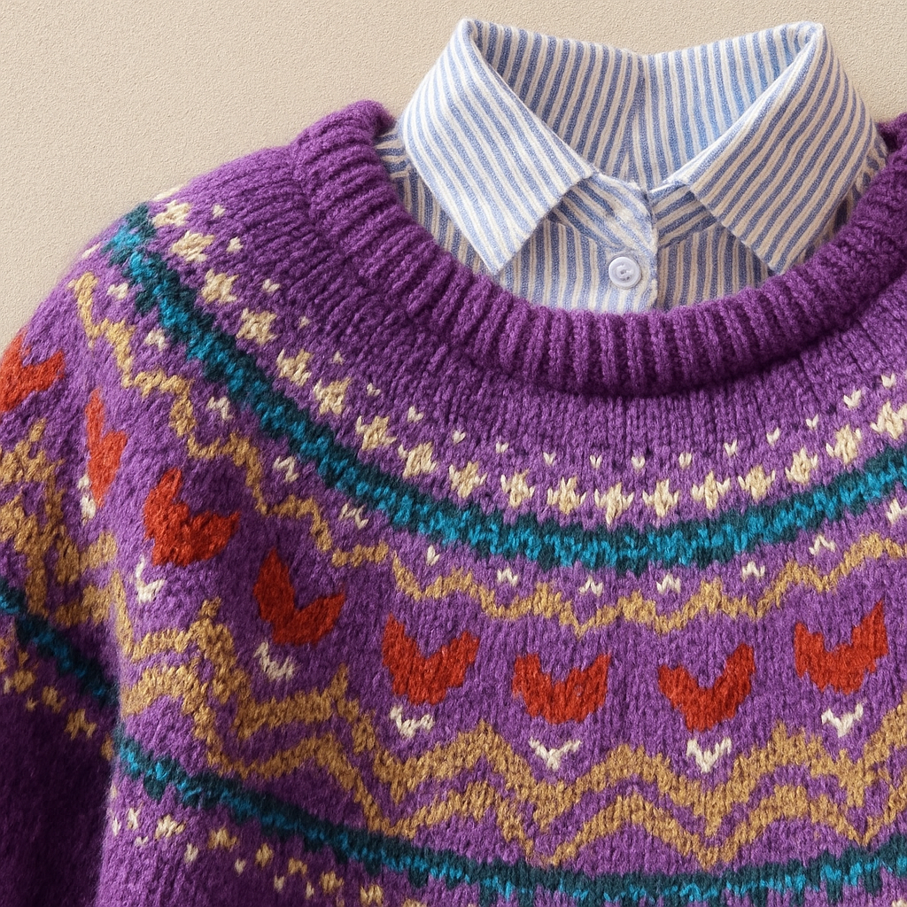 Solva™ | Klasyczny Vintage Sweter Robiony na Drutach