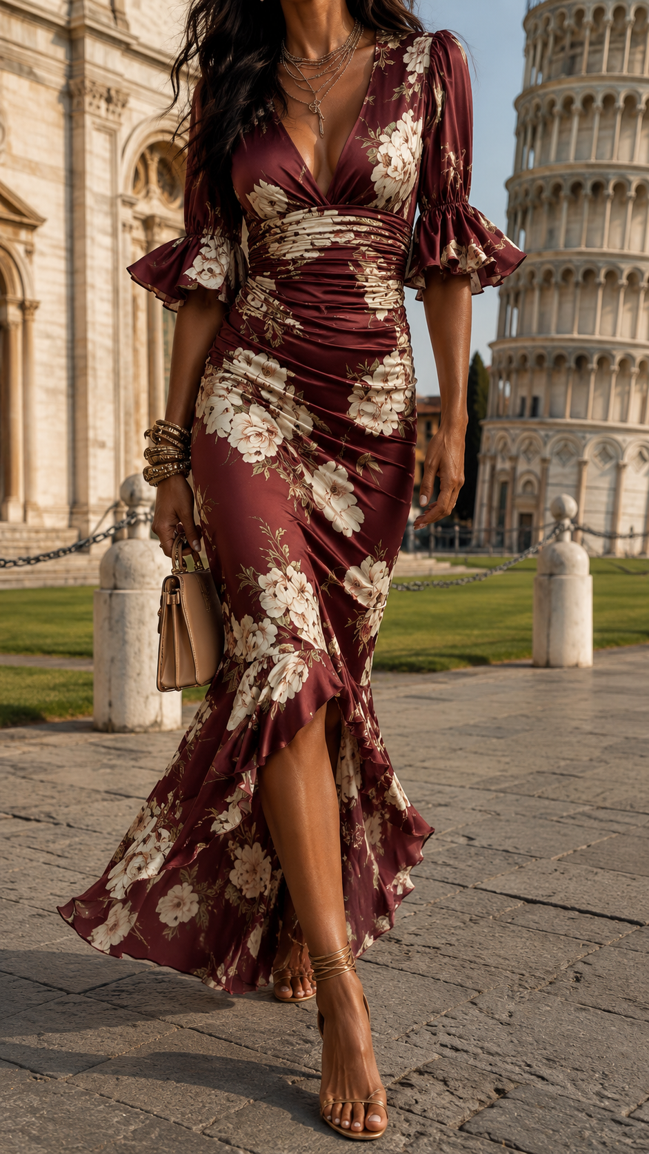 Bellis – Elegancka Sukienka Maxi w Kwiaty Pisa