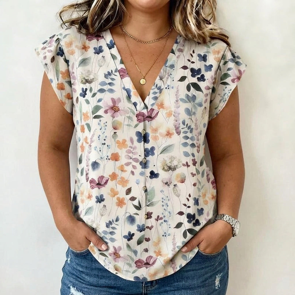 Evelyn | Bluzka w Kwiatowy Wzór w Stylu Vintage