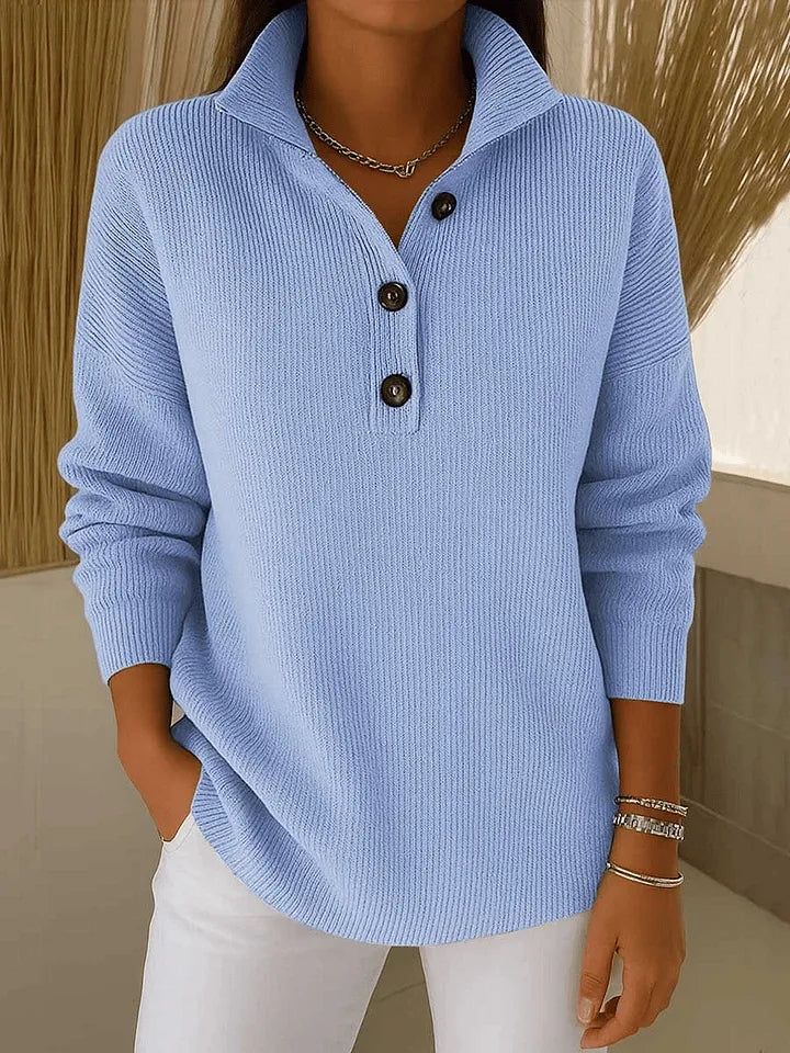 Amparo | Sweter Polo z Dekoltem w Szpic