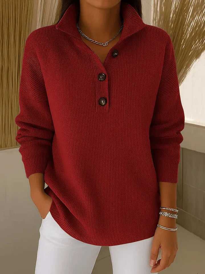 Amparo | Sweter Polo z Dekoltem w Szpic