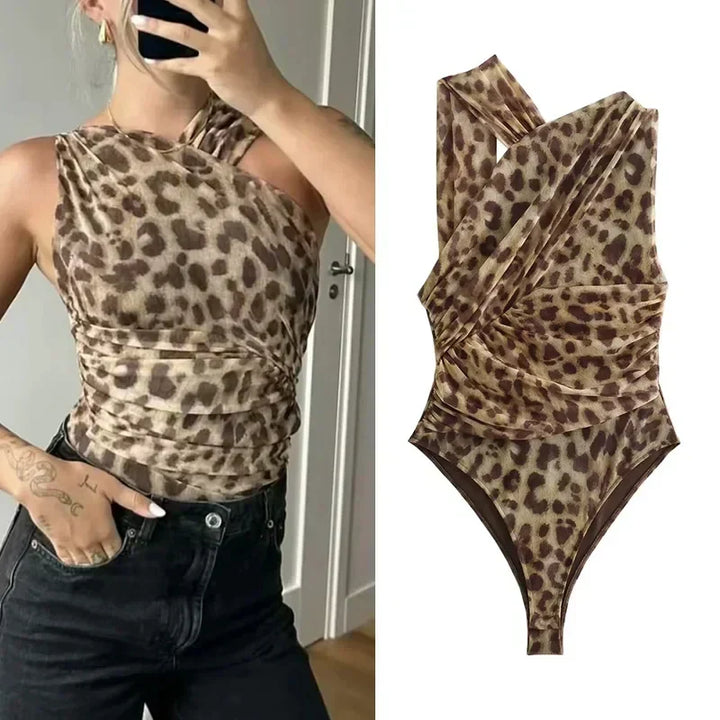 LYNE™ – Bodysuit z odważnym nadrukiem w panterkę