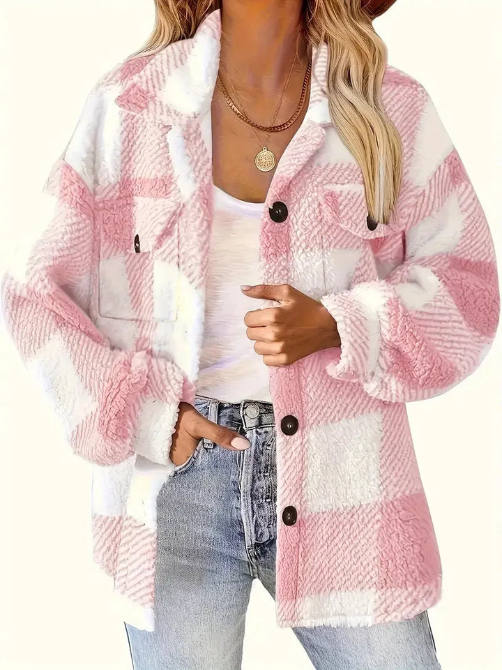 Martin | Elegancka Kurtka Fleece w Kratkę