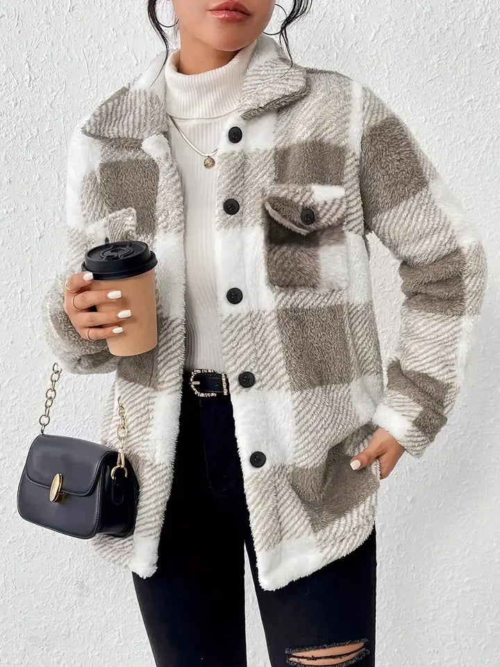 Martin | Elegancka Kurtka Fleece w Kratkę