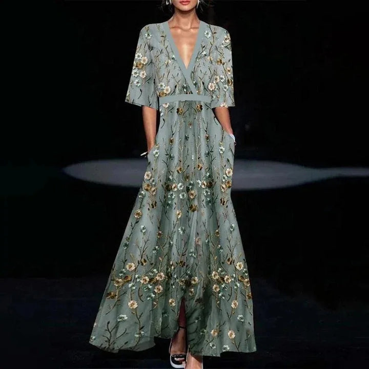 Sophia | Elegancka Sukienka Wieczorowa z Kwiatowym Wzorem