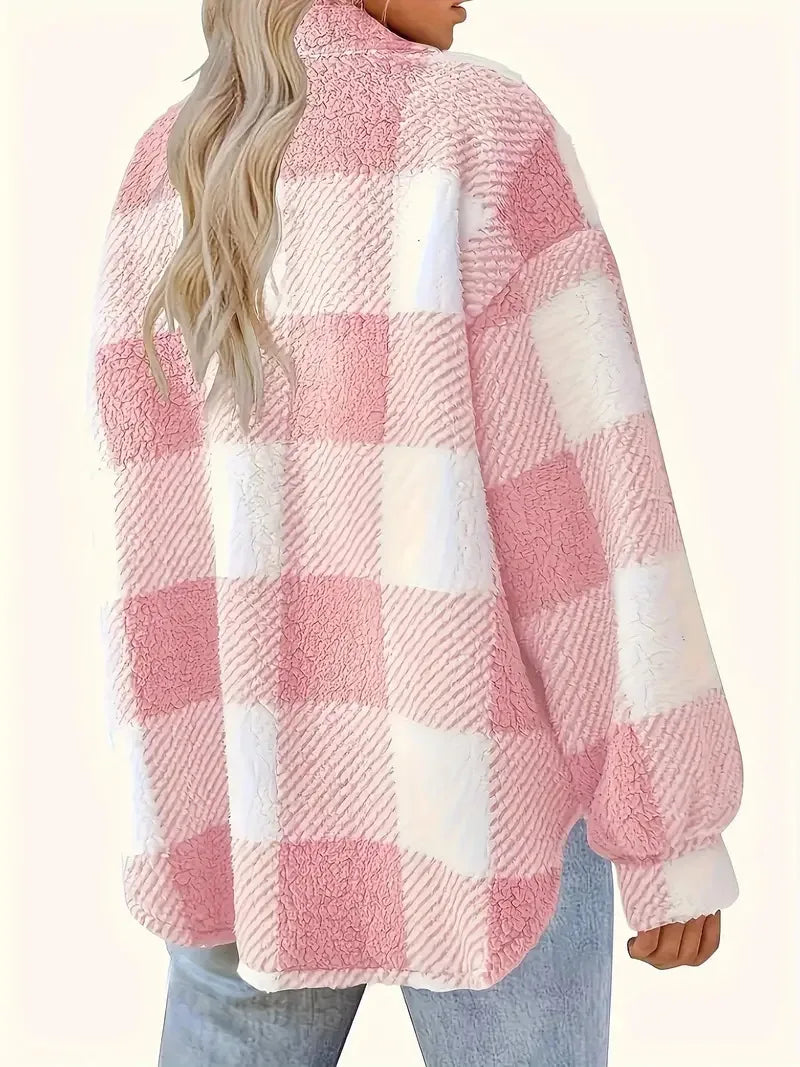 Martin | Elegancka Kurtka Fleece w Kratkę